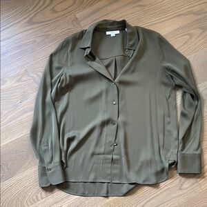 Olive Green Button-Up Blouse